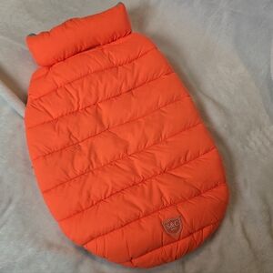 NWT Sydney & Co Reversible Pet Puffer Jacket Medium Orange Grey